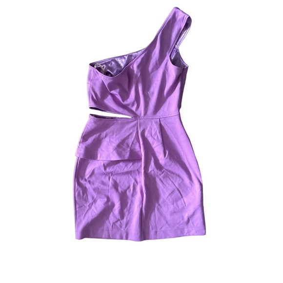 NWT Women 4 BCBGeneration Purple Cut-Out One Shoulder Mini Dress Stretch - Picture 4 of 4